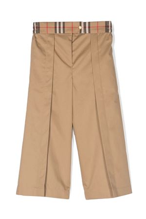 Beige cotton trousers BURBERRY KIDS | 8068047A7026